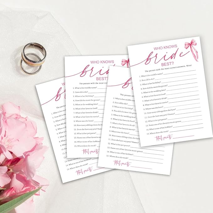 Wedding Shower Games Cards, Who Knows The Bride Best, Bridal Shower Games 25 - Image 3