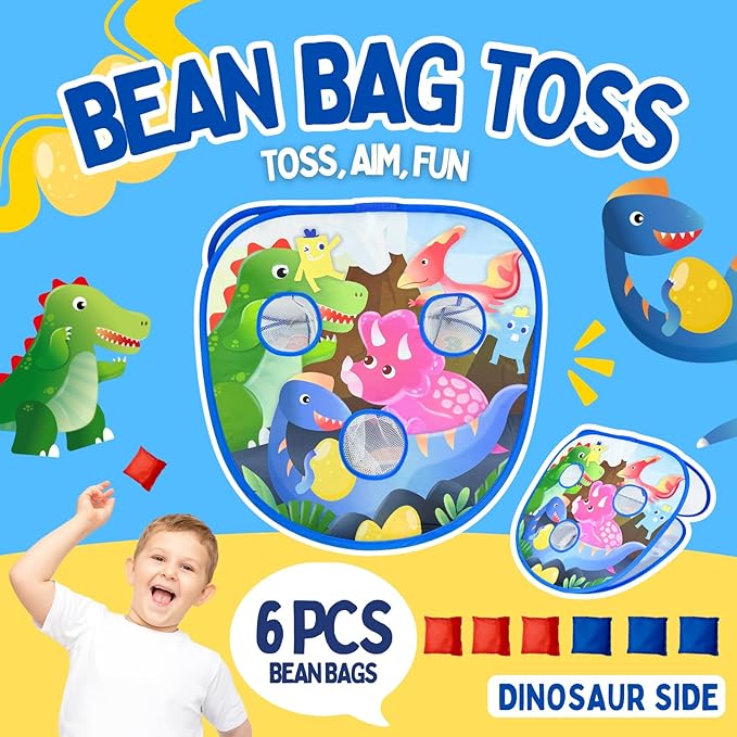 2 in-1 Dinosaur and Spaceship-Themed 27-inch Bean Bag Toss Game Set - Image 3