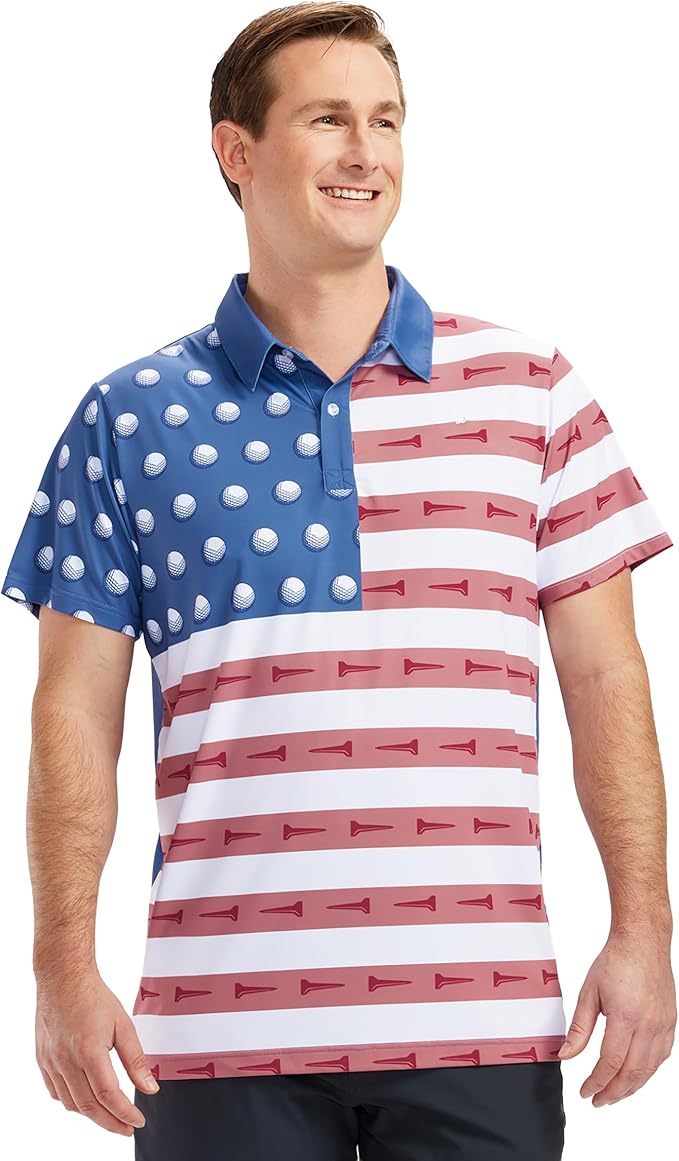 Tipsy Elves Men's Performance Golf Shirt - 4-Way Stretch, Quick Dry, Athletic Cut - Golf Polo
