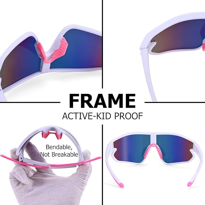 Kids Baseball Sunglasses - Youth Baseball Sunglasses for Boys Girls - Sports Softball Shades Age 6-14