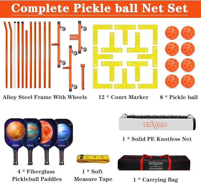 Zdgao Pickleball Set with Net for Driveway, 22 FT Regulation Size Pickle Ball - Image 7