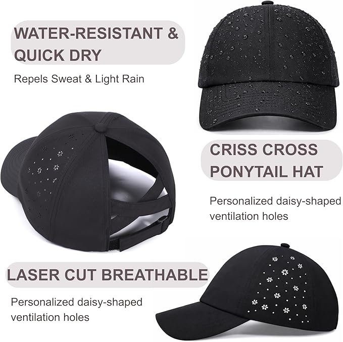 ZTL Women's High Ponytail Baseball Cap Performance Running Hat Quick Dry Mesh Sports Cap Unstructured Dad Trucker Hats