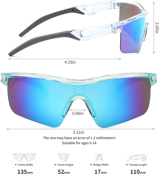 FEISEDY Kids Teens Baseball Polarized Sunglasses Sports TR90 Frame Boys Girls Cycling B2454
