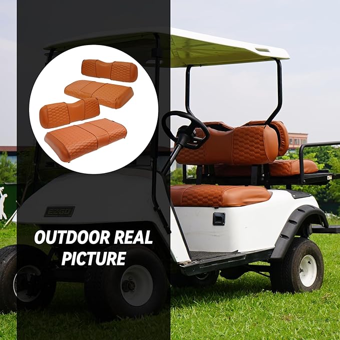 Golf Cart Seat Covers for EZGO TXT Club Car DS Gas or Electric OEM Regular Seat Cushion, No Staple, Golf Cart Vinyl Replacement Seat Cover