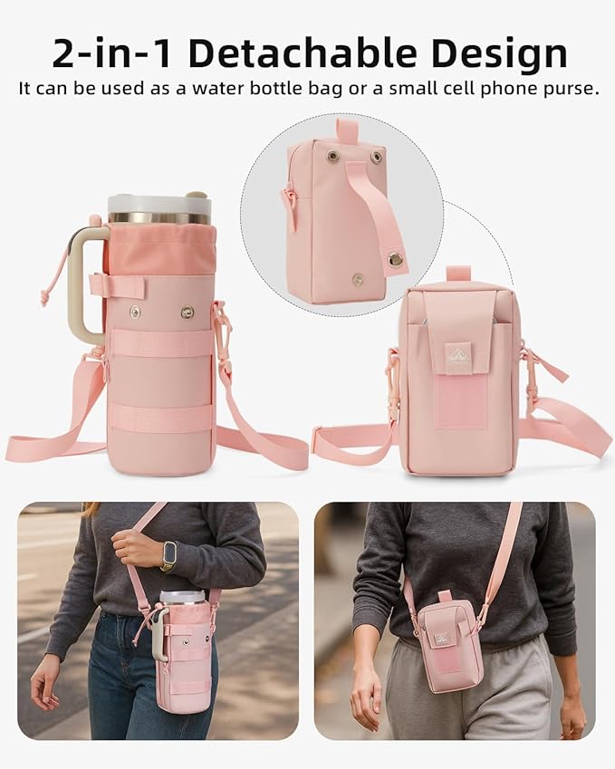 Nefeeko Magnetic Gym Bag, Water Bottle Holder with Phone Pouch, Adjustable Sling Strap, Detachable 2-in-1 Design, Gym Accessories for Men and Women, Water Bottle Bag for Fitness, Sports, Travel
