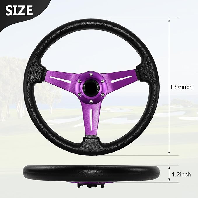 LOSCHEN Golf Cart Steering Wheel Universal Design for Club Car Ds and Precedent EZGO RXV & TXT, for Yamaha Golf Cart Steering Wheel