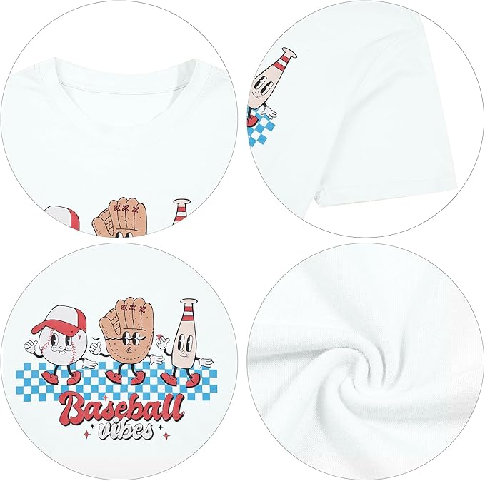 MOUSYA Baseball Shirts Women Oversized Baseball Mom Tshirt Baseball Heart Graphic Tee