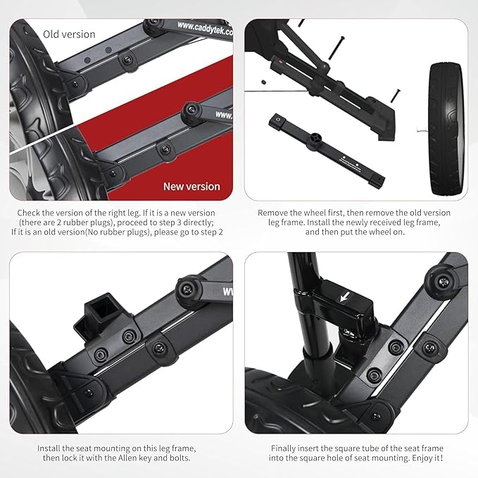 Caddytek Removable Golf Cart Seat, Golf Push Cart Seat, Golf Chair Accessory, Trolly Seat for 3 Wheels and 4 Wheels