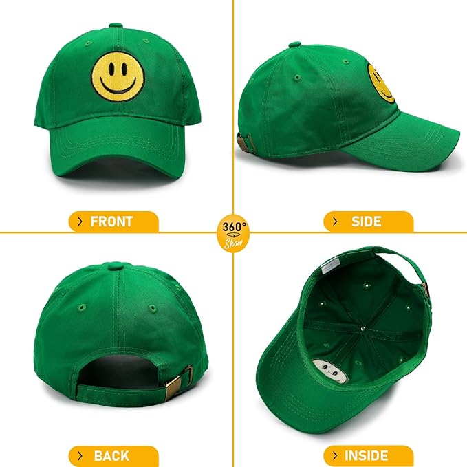Smile Face Baseball Cap for Women Men Cute Baseball Caps Unstructured Cotton Dad Hat