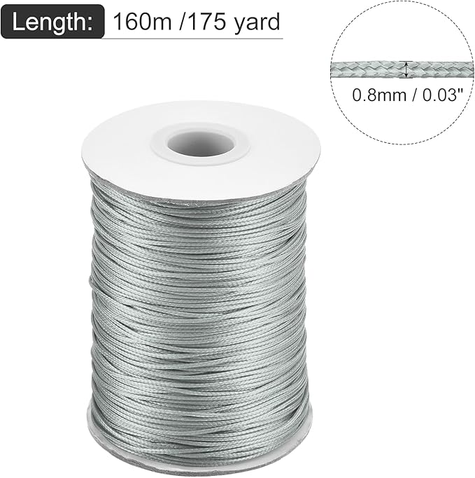 MECCANIXITY Waxed Cord 0.8mm Waxed Polyester Cord 175 Yard Wax String - Image 2