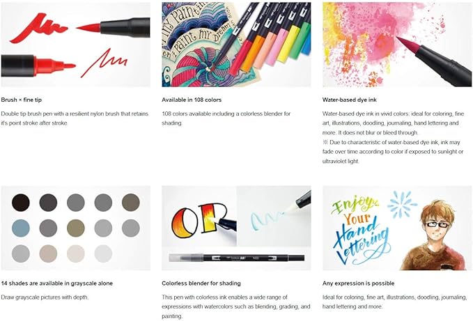 Tombow 56196 Dual Brush Pen Art Markers, Brush and Fine Tip Markers - Image 4