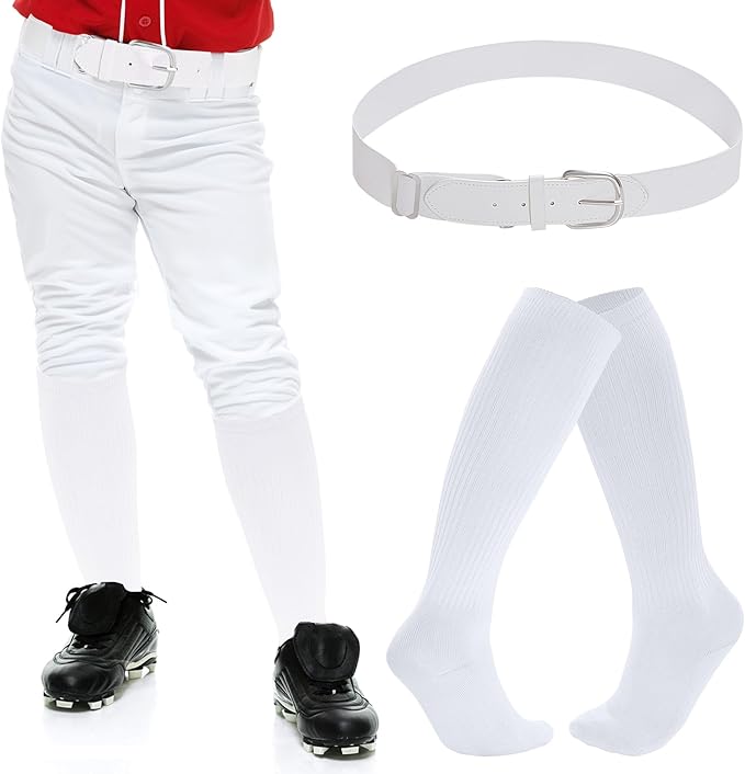 Dxhycc Youth Baseball Socks and Belt Combo Set Softball Baseball Socks and Elastic Waist Belt for Youth Boys Girls