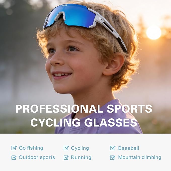 suoso Kids Polarized Sunglasses Youth Lightweight Sun glasses UV Protection Sports Sunglasses for 3-12 Boys Girls Baseball
