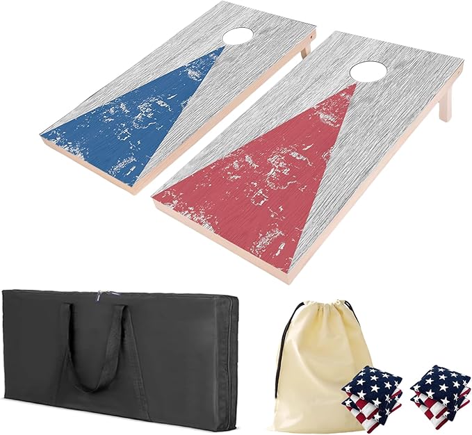 4×2FT Cornhole Board Set, Wooden Corn Hole Games by QZZIZ