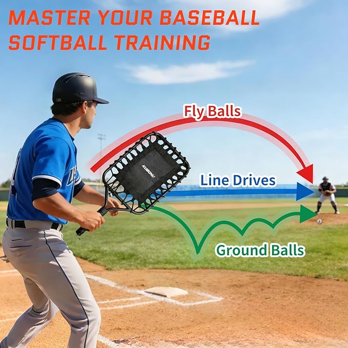 Baseball Racket for Fly Balls, 19-Ounce Fungo Racket Bat, Scientific Weighted Baseball/Softball Racquet, Baseball Training Equipment for Coaches and Parents