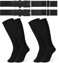 JASGOOD 2 Pack Baseball Socks and Belt Combo Set Softball Socks and Belts Elastic Waist Belt for Youth and Adult Boys