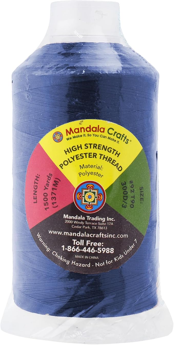 Mandala Crafts Dark Blue Heavy Duty Thread -1500 Yds Tex 90 Thread - Image 3