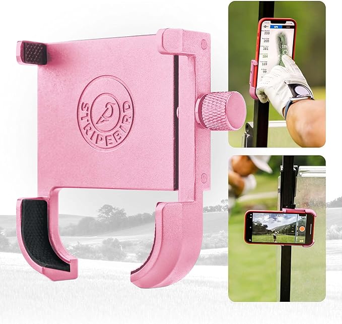 Stripebird - Magnetic Golf Cart Phone Holder - US Patented, Neodymium N52 Magnets - Golf Cart Phone Mount for iPhone & Samsung - Slim Golf Caddy Accessories for Men & Women