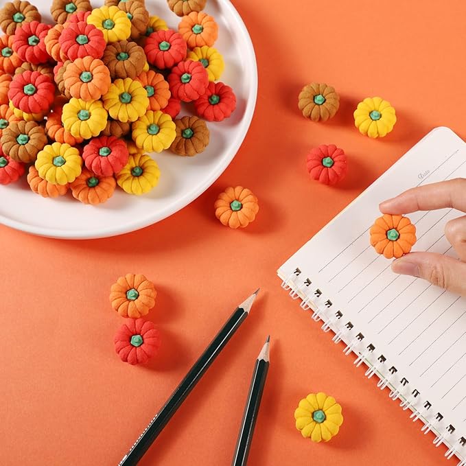 44Pcs 3D Pumpkin Erasers Bulk, Halloween Fall Mini Erasers - Image 4