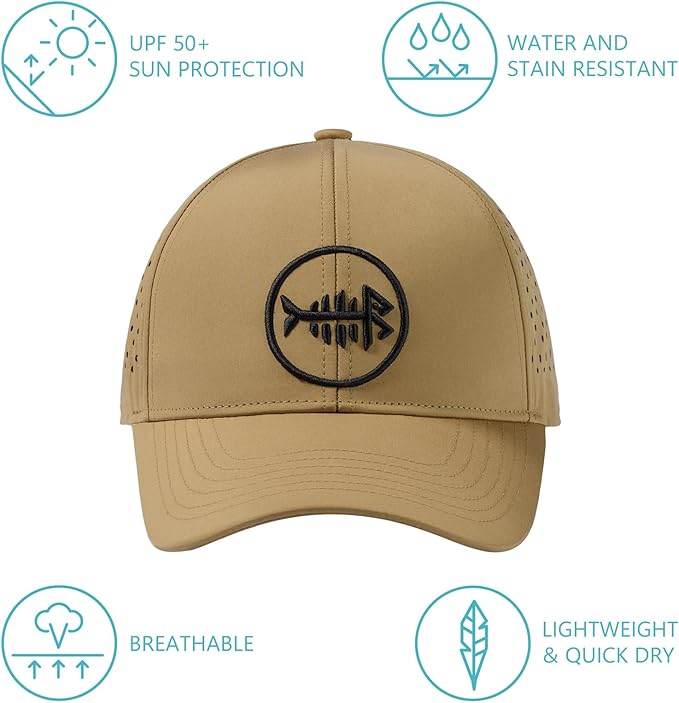 BASSDASH UPF 50+ Quick Dry Baseball Cap Water Resistant Laser Cut Mesh Snapback Hat for Men Women Fishing Hiking FH14