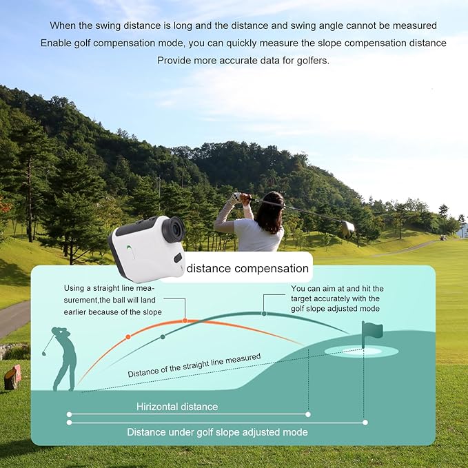 1200Yards Range Finder Golf with Slope, 7X Magnification, Lightweight Portable Rechargeable Rangefinder, Flag Lock Vibration, Switch for Legal, Range Finders for Hunt Golf Accessory(White)