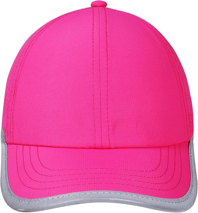 Little Girls Reflective Baseball Cap Criss Cross Ponytail Hat Kids Quick Dry Mesh Summer Sports Hat for Toddler Ages 3-8