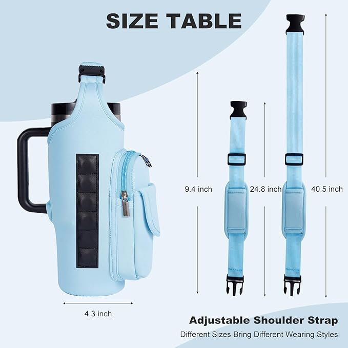Magnetic Gym Bags for Men & Women – Magnetic Bag Water Bottle Sling Bag for Stanley Cups | Water Bottle Holder with Card Pockets, AirPod Case for Fitness, Hiking, Workouts (Blue)
