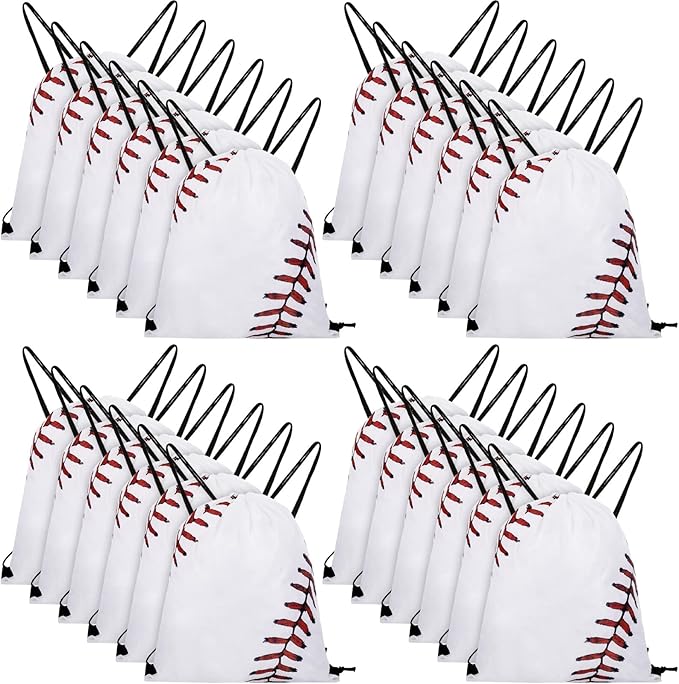 Frienda Baseball Drawstring Backpack Bag Baseball Drawstring Party Favor Bags for Gym Sports Teams(24 Pieces)