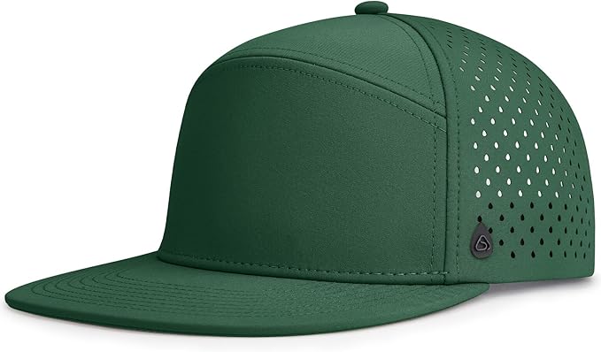 AOPREL Flat Brim Baseball Cap for Men Adjustable Water-Resistant Performance Hat with Breathable Laser Perforated