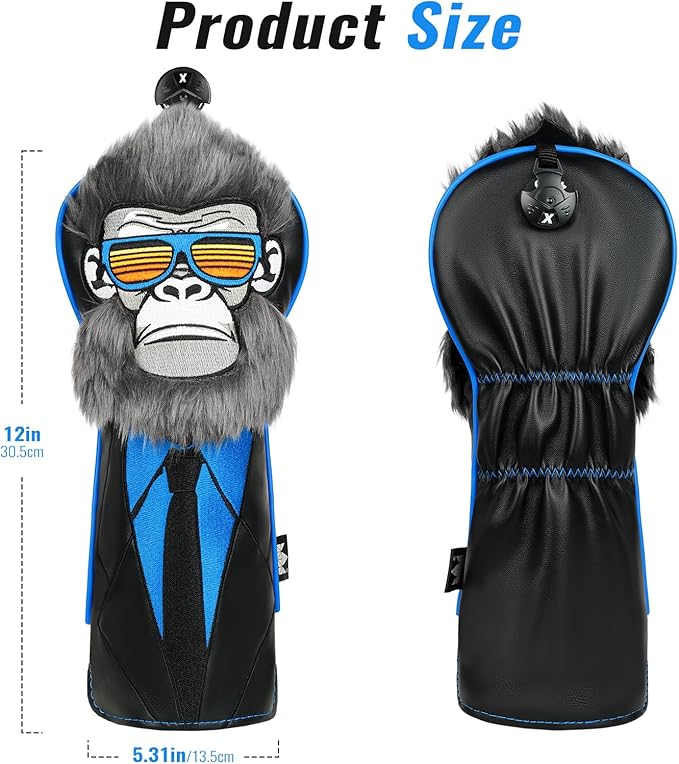 Craftsman Golf Gorilla with Suits Want to Take a Vacation 460CC Driver Headcover Fairway Wood Hybrid Blade Mallet Putter Cover Gift for Men
