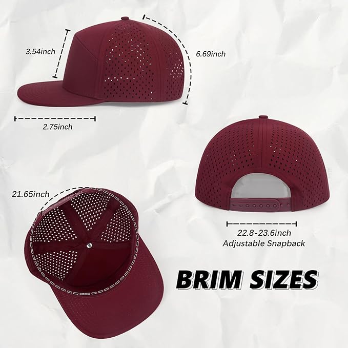 Quick Dry Baseball Cap Flat Brim Snapback Hat Sun and Rain Protection Golf Hat for Men Women
