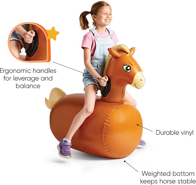 Hearthsong Hop N Go Inflatable Riding Bouncy Horse Hopping Toys - Image 4