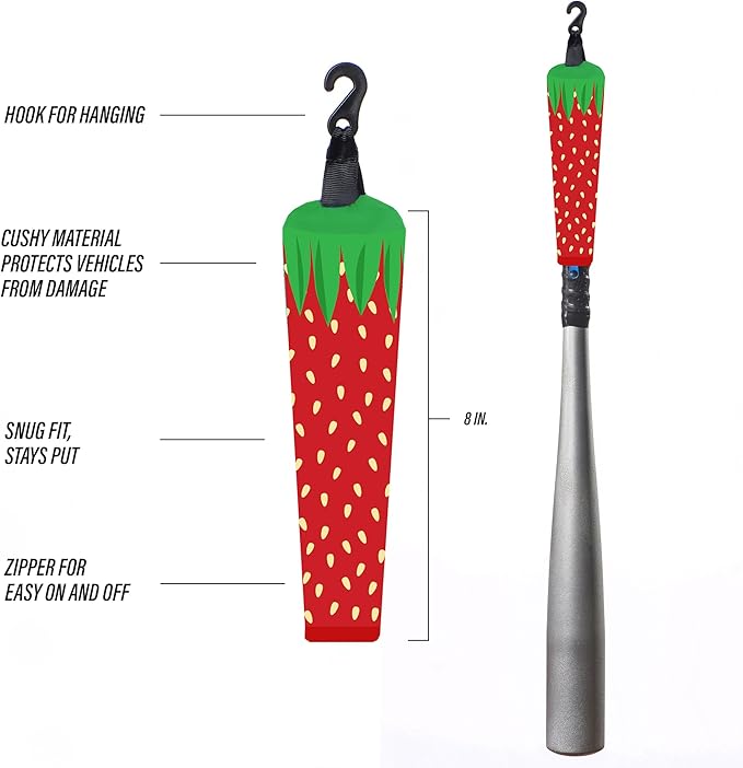 Handle Cover - Baseball Bat Cover Sleeve Protects Vehicle & Bat Grip - Batting Gloves & Helmet Companion with Zippered Hook - Softball Accessory