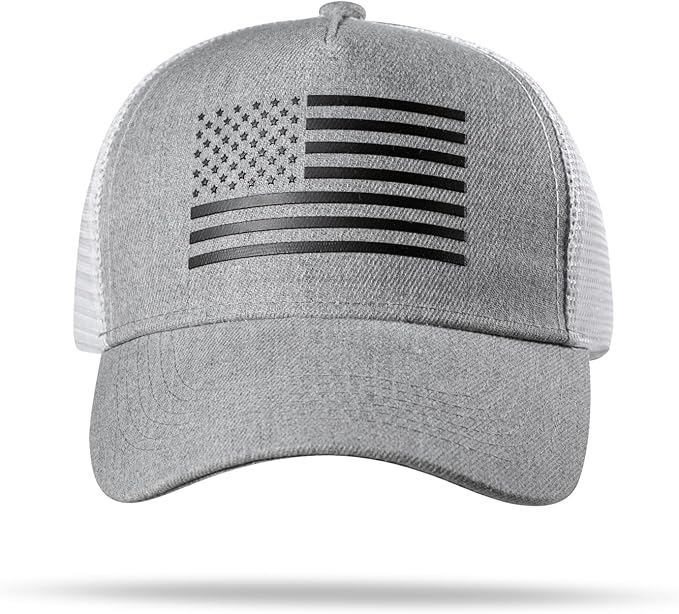 American Flag Trucker Hat - Snapback Hat, Baseball Cap for Men Women - Breathable Mesh Side, Adjustable Fit - for Casual Wear