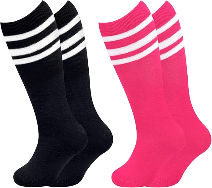 Sarfel Kids Soccer Socks Toddler Soccer Socks Girls Boys Soccer Socks Kids Tube Socks with Stripes Toddler Knee High Socks