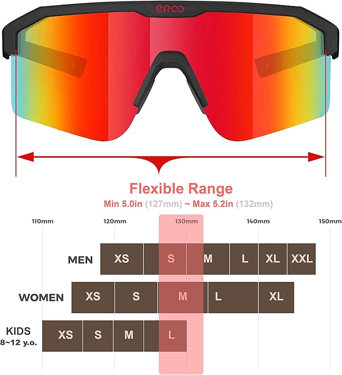 Eazyrun Youth Kids Polarized Sports Sunglasses for Age 8-12 Softball Baseball Cycling Glasses UV Protection for Girl Boy