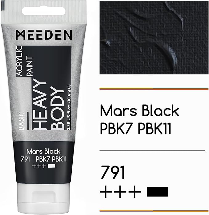 MEEDEN Acrylic Paint Mars Black: Bundled - 100ml/3.38oz x 2 Bulk Heavy Body - Image 2