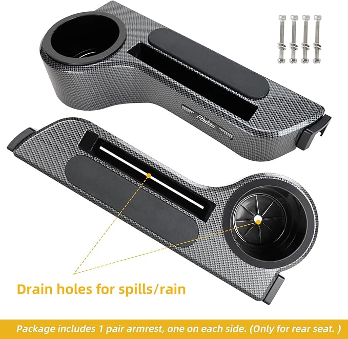 Roykaw Golf Cart Armrest No Drilling Rear Seat Arm Rest, Universal Compatible with EZGO Club Car Yamaha Square Frame Model, with Cup Holder & Phone Holder, Easy to Store & Waterproof