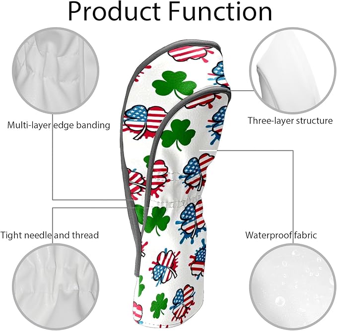 Golf Headcovers Fits Driver Hybrid Fairway 3/5 Wood, Waterproof PU Leather Golf Club Protector, Ideal Sports Accessories & Golfer Gift Colorful Geometry
