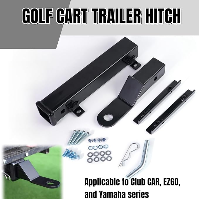 Golf Cart Hitch, Trailer Hitch with 2 Inch Receiver, High-Strength Universal Fit,Trailer Kit for Club Car, Ezgo, Yamaha Golf Cart Back Seat Footrest