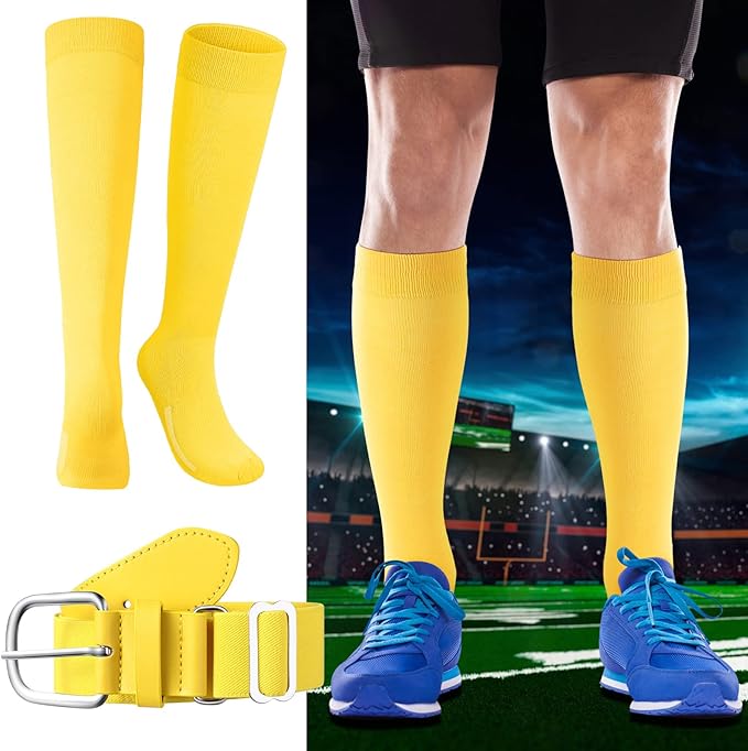 Haysandy Baseball or Softball Sock and Belt Combo Set 3 Football Baseball Socks with Softball Belt for Youth Boys Kids