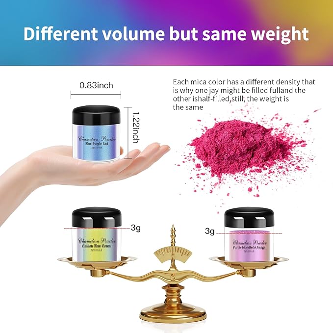 20 Colors Chameleon Mica Powder, 20 * 3g Color Shift Resin Pigment Powder - Image 4