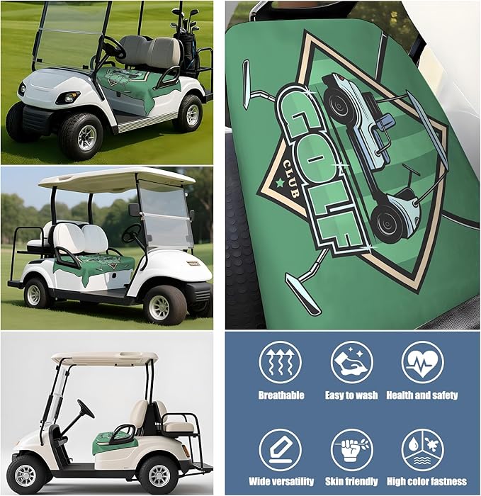 Golf Cart Seat Covers, Golf Cart Seat Towel Blanket for 2-Seat Golf Carts, Breathable Golf Cart Seat Cushions Golf Club Car Accessories 51'' x 31''