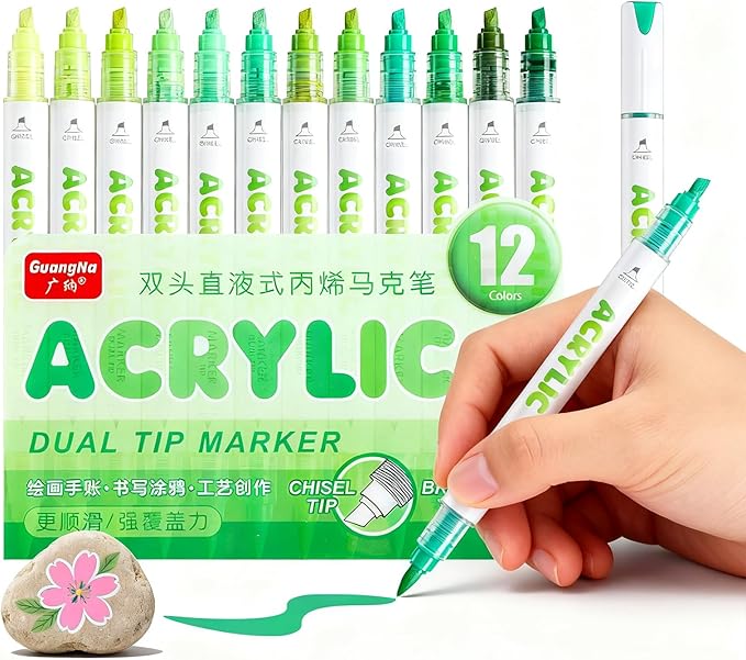 kander 12 Colors Dual Tip Acrylic Paint Markers, Coloring on Wood, DIY Crafts by Unknown