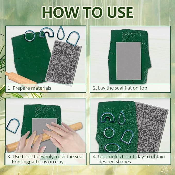 CHGCRAFT 16 Sheets Artistic Flowers Clay Texture Mat Geometric Pattern Polymer - Image 3