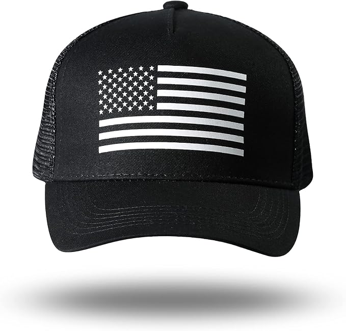 American Flag Trucker Hat - Snapback Hat, Baseball Cap for Men Women - Breathable Mesh Side, Adjustable Fit - for Casual Wear