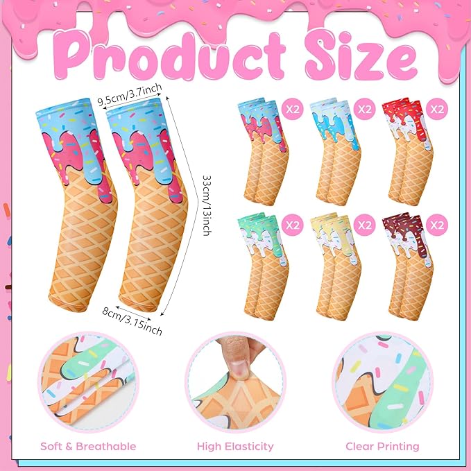 Soulchen 24 Pcs Ice Cream Drip Baseball Softball Gift Accessories 40"x12" Microfiber Cooling Towels and Arm Sleeves for Party