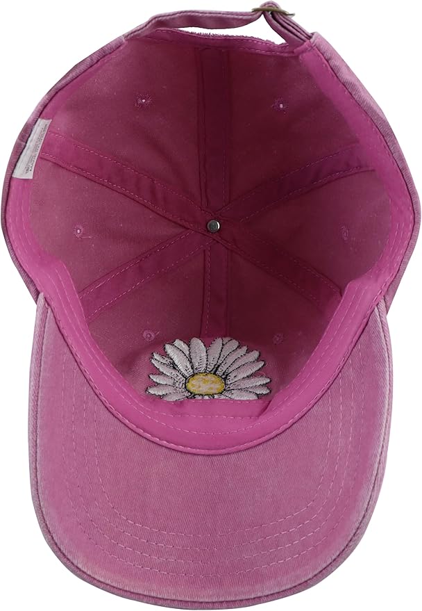 Pickleball Hat for Women, Adjustable Cotton Embroidered Daisy Pickle Ball Baseball Cap