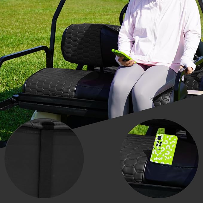 Golf Cart Seat Covers for EZGO TXT Club Car DS Gas or Electric OEM Regular Seat Cushion, No Staple, Golf Cart Vinyl Replacement Seat Cover