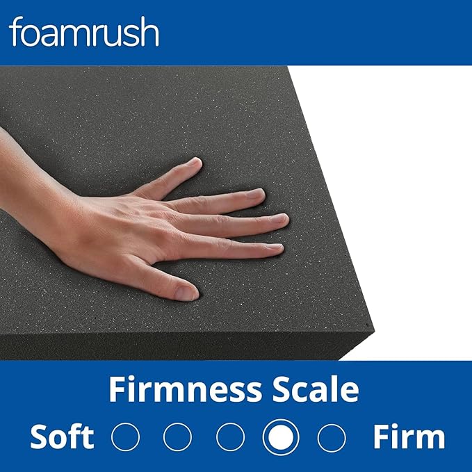 FoamRush 12" x 24" x 24" Charcoal High Density Upholstery Foam Cushion Made in - Image 3